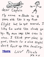 An actual note handed to a flight attendant by an 8 year old girl on a Quantas flight. Click for more letters.